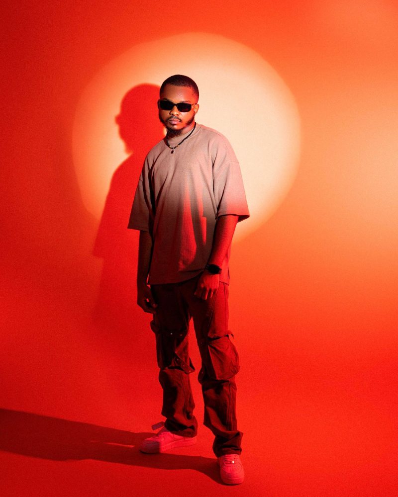Burgundy cargo pants, studio shot