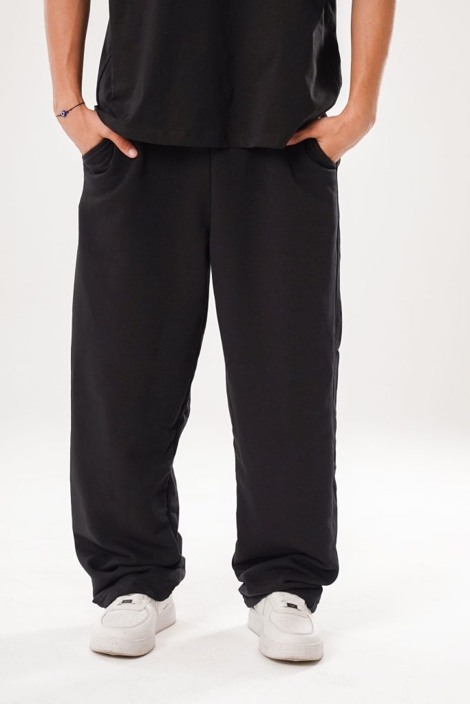 Wide-Leg Sweatpant — Black